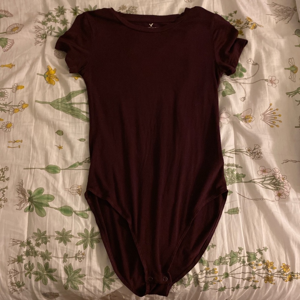 burgundy short sleeve bodysuit